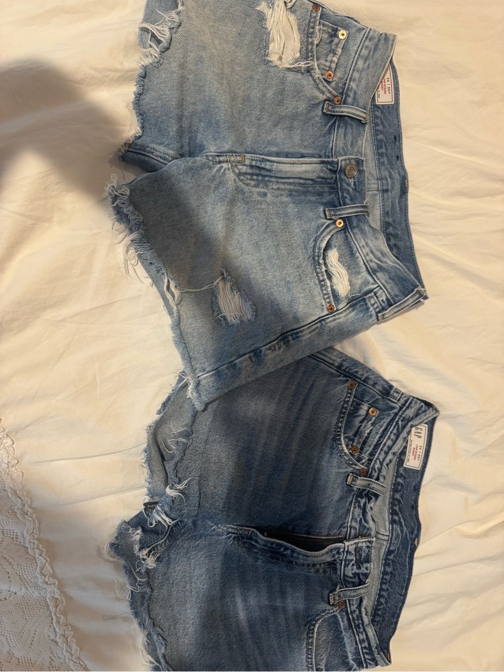 Distressed Light Wash Denim Cutoff Shorts - 24-00: smoke free pet free home